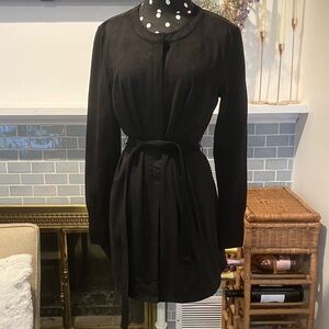 H by Halston Black Faux Suede Duster Jacket